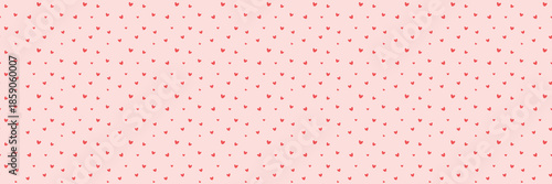 Minimalist Heart Pattern on Soft Pink Background Valentines Day seamless pattern Long horizontal web cover banner, sale header, voucher template. Wedding, packaging, wrapping paper,