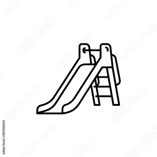 Playground slide in simple outline design on transparent background