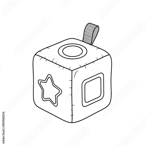 Soft toy block with shapes for babies on transparent background  