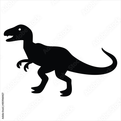 Dinosaur silhouette icon showing raptor predator profile in black graphic