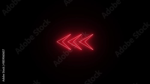 Glowing neon light animated traffic directional arrow sign. Left arrow for road direction. blinking direction indicators