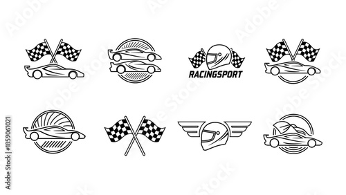 Racing Sport Logos and Emblems Vector Line Art Collection