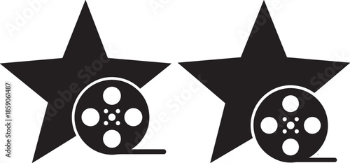 Two stars with film reels icon vector graphic