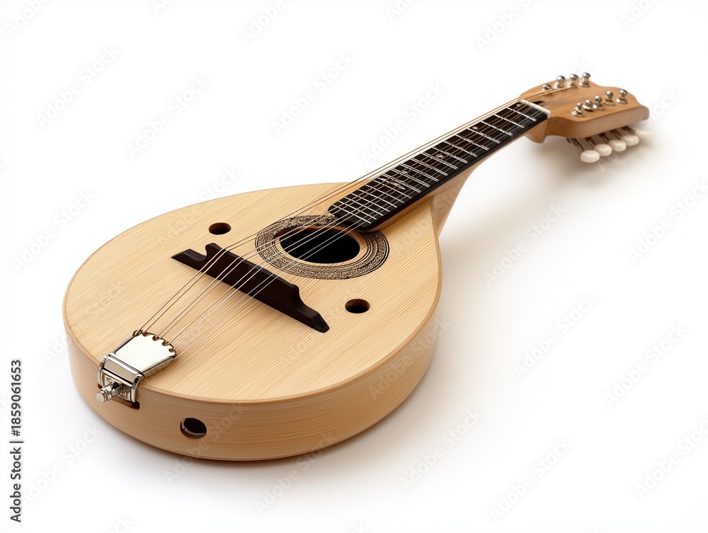 Fototapeta premium Acoustic Mandolin on White Background Closeup