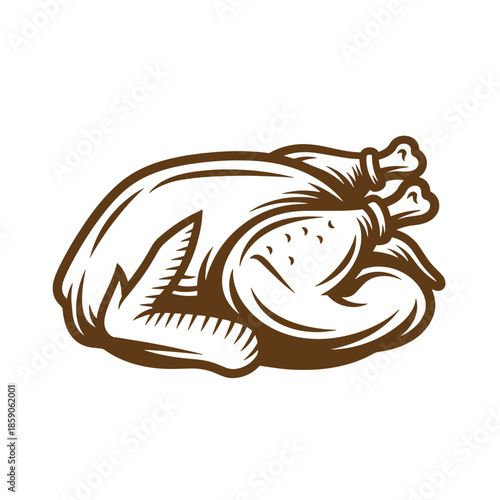 Vintage Illustration of a tied bag with a fish inside on white background