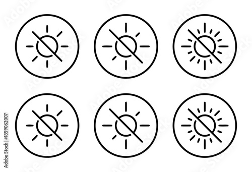 No brightness icon set symbol bright adjustment line design on white background illustration vector graphic element