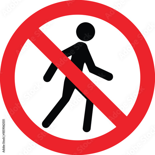 No Pedestrians Sign Isolated on White Background Safety and Regulations