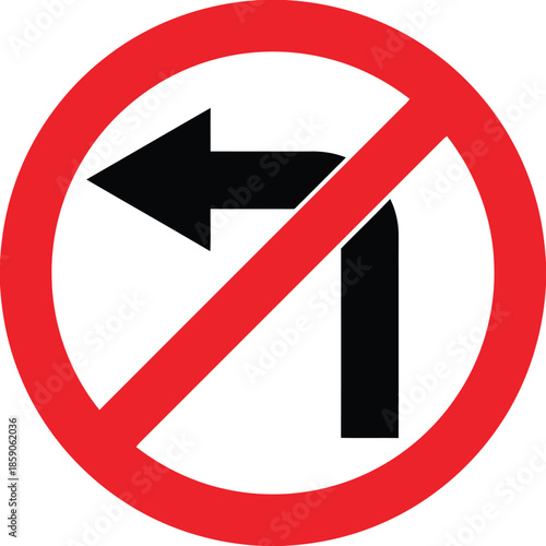 No Left Turn Sign Vector