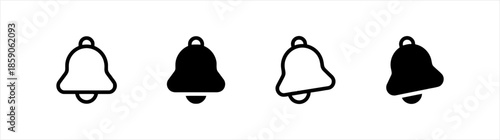Notification bell ringing vector icon alert symbol alarm message reminder design isolated on a white background
