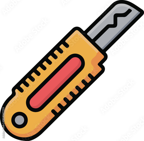 Utility Knife Vector Graphic Illustration - Orange Handle Tool Icon for DIY and Crafting Projects