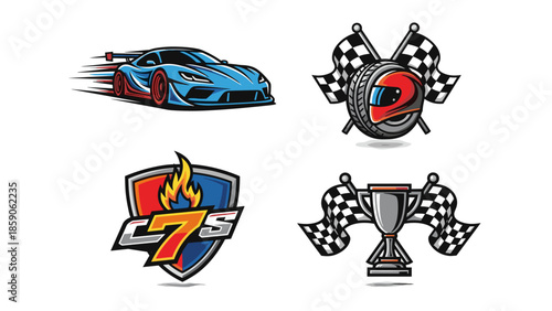 Racing and Automotive Vector Logo and Emblem Set