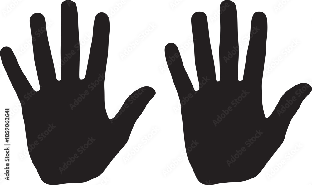 Obraz premium Handprint palm icons set black and white outline and solid shapes