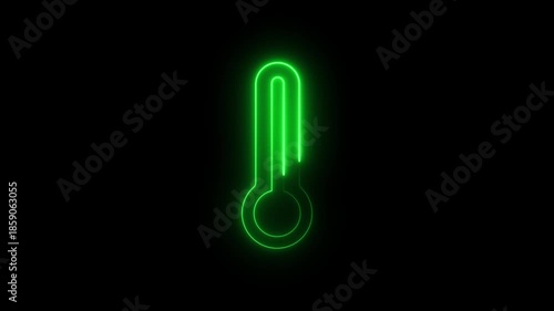 neon Medical thermometer icon animation, thermometer icon video motion,digital thermometer icon for fever check and health monitor animation,temperature icon on black background.