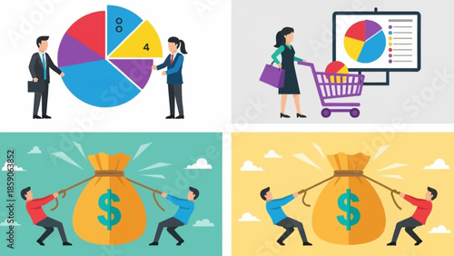 Business analytics and financial growth concepts presented through illustrative graphics