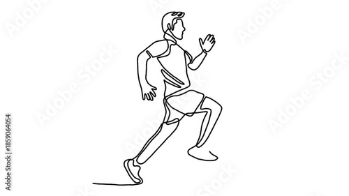 Continue line animation of man running workout 