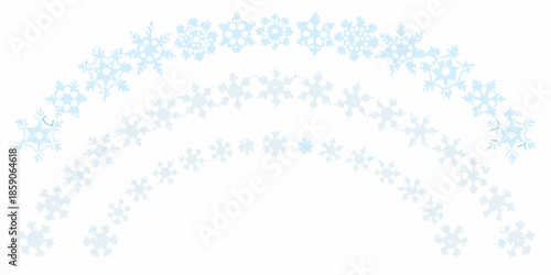 A delicate archway formed by a scattering of pale blue snowflakes