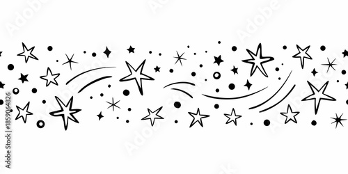 A whimsical scattering of hand drawn stars and sparkling doodle elements