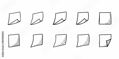 A series of hand drawn squares and rectangles with varying corner folds