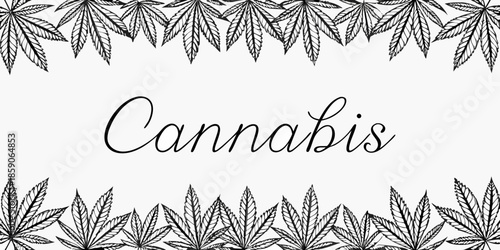 Elegant cannabis leaf border with artistic lettering a botanical illustration