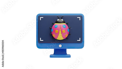 3D Ladybug Bug on Computer Screen