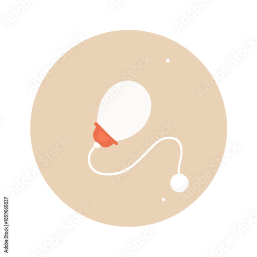 Egg made of ping pong ball and white cable on beige background. Flat lay. Christmas concept.
