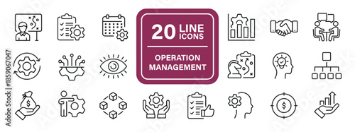 Operation Management Vector Icons Set in Line Style