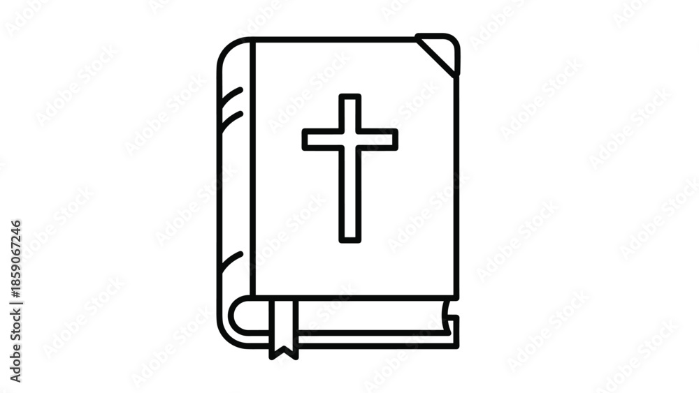 Fototapeta premium Holy Bible with cross on cover symbolizing faith and spirituality, Generative AI.
