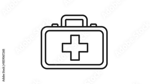 Simple first aid kit icon with cross symbol, Generative AI.