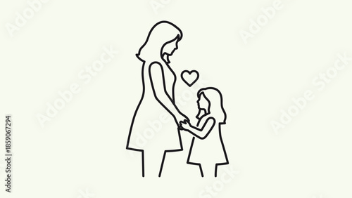 Mother and daughter sharing a loving moment with heart, Generative AI.