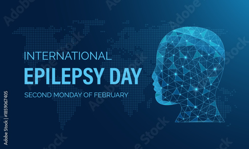 Low-poly human head icon for International Epilepsy Day, abstract polygon face with focused neural geometry, clean modern medical awareness concept, minimal flat vector, isolated and stock-ready.