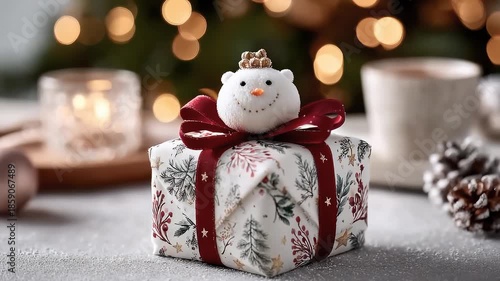 Christmas Snowman Gift Box Warm Blessing Atmosphere