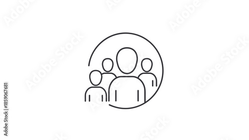 Simple line art illustration of three people in a circle, Generative AI.