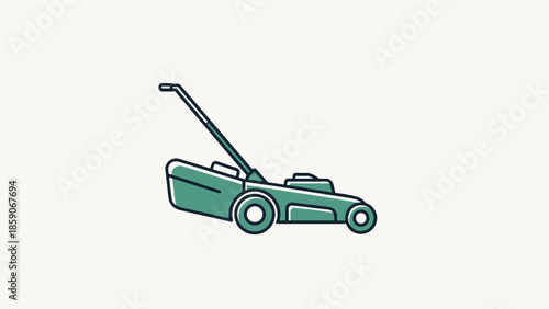 Modern green lawn mower for yard maintenance and gardening tasks, Generative AI.