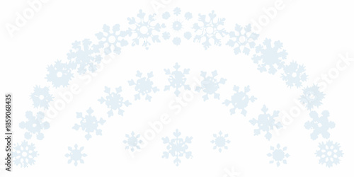 A delicate archway constructed from numerous light blue snowflakes