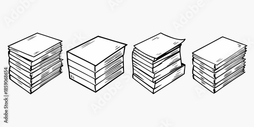 Illustration of four stacks of papers varying in height and slight disarray