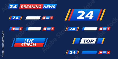 Collection of modern news broadcast lower thirds and graphic elements design
