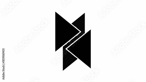 Abstract geometric shapes forming a striking black and white pattern on a white background