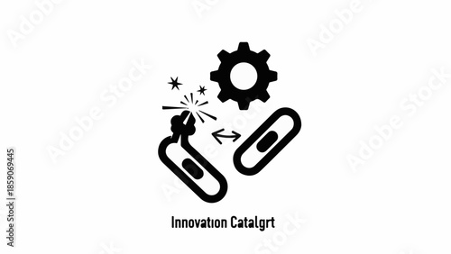 Abstract graphic representing innovation and connection with gears and links