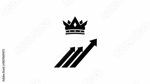 Royal crown above upward trending arrows symbolizing success and growth