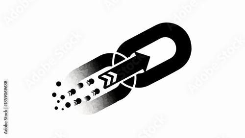 Digital link icon with arrow representing data transfer and connectivity