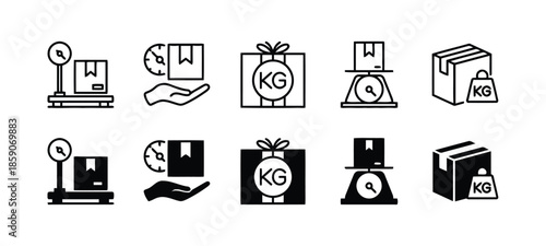 Package Weight Measurement Icon in Simple Line Style