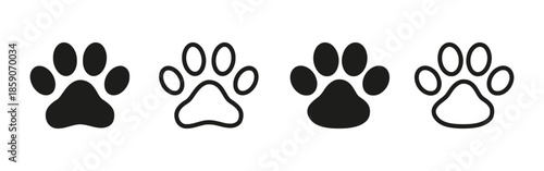 Paw Prints Graphics Depicting Animal Tracks and Footprints for Pets and Wildlife Illustration Purposes on White Background Stock Vector