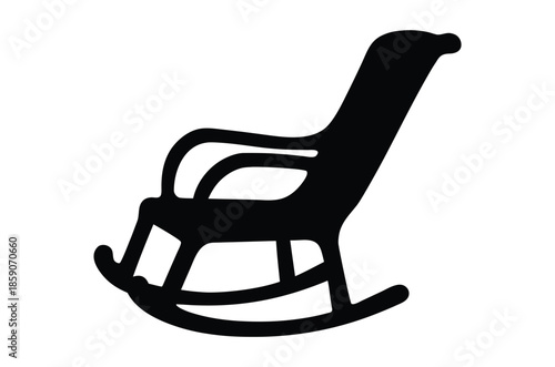 rocking chair silhouette vector, rocking chair icon, wooden rocking chair silhouette