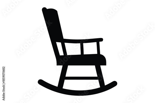 rocking chair silhouette vector, rocking chair icon, wooden rocking chair silhouette