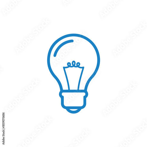 A simple blue lightbulb icon on a white background representing a great idea