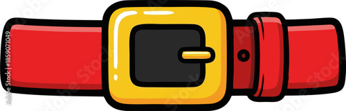 Cartoon Santa Claus Belt with Golden Buckle Illustration.