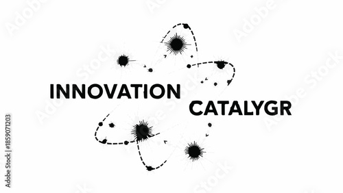 Abstract representation of innovation and catalyzing change with energetic bursts and interconnected lines.