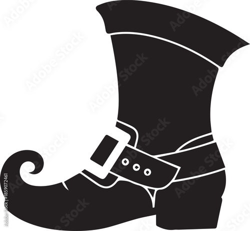 Black silhouette of a traditional leprechaun boot with buckle
