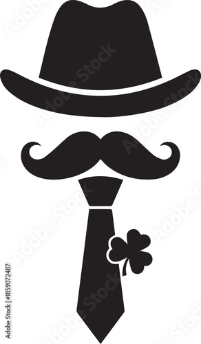 Silhouette of a man with a hat mustache and tie