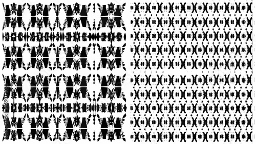 Geometric patterns with abstract shapes and symbols